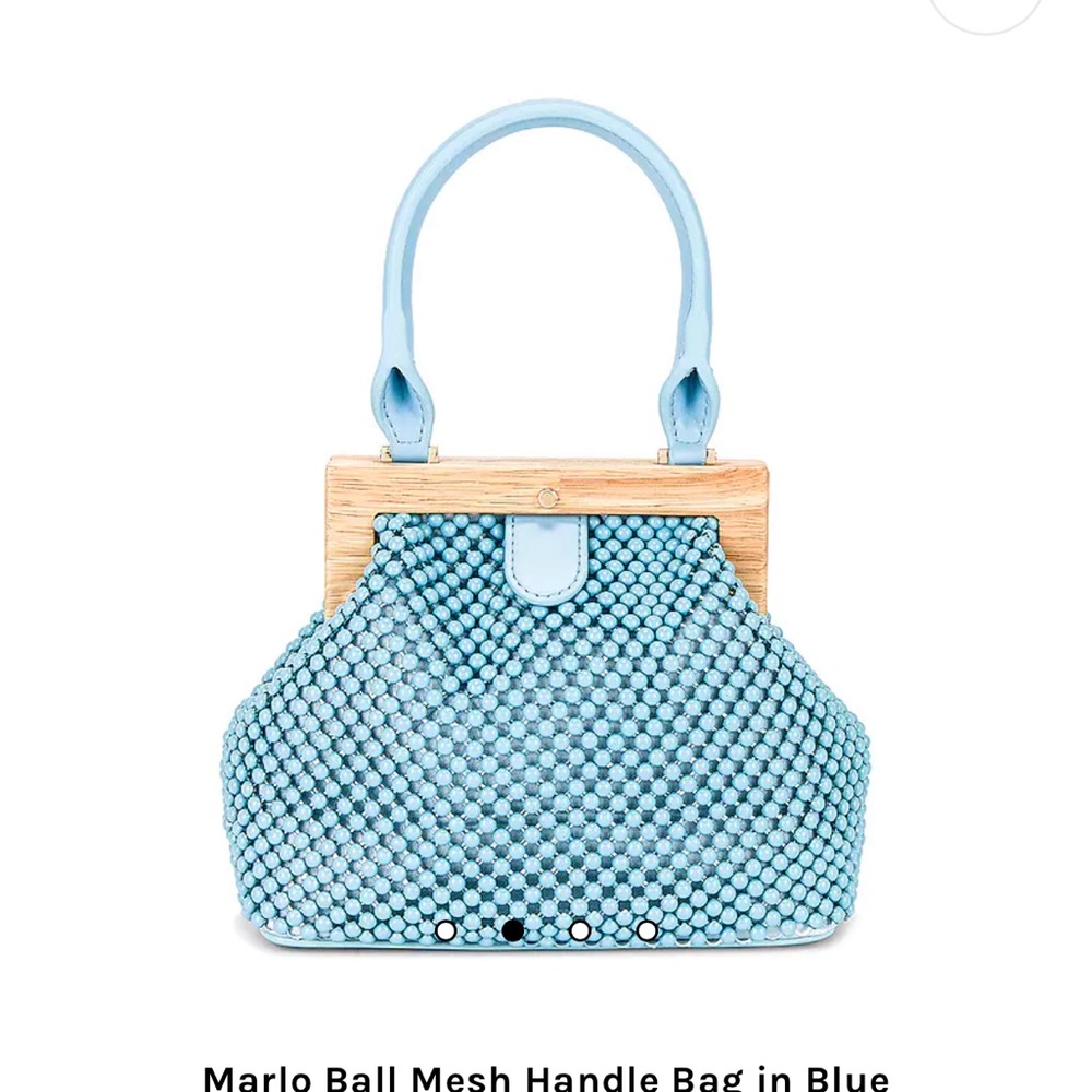 Olga Berg Light Blue Beaded Mini Handle Bag